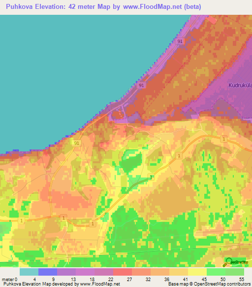Puhkova,Estonia Elevation Map