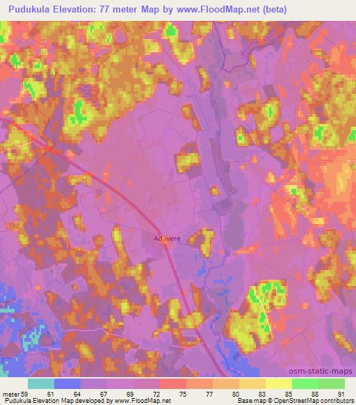 Pudukula,Estonia Elevation Map
