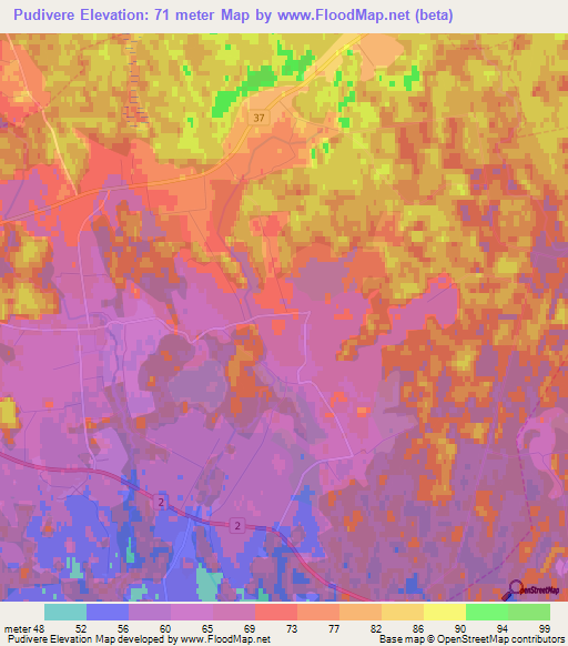 Pudivere,Estonia Elevation Map