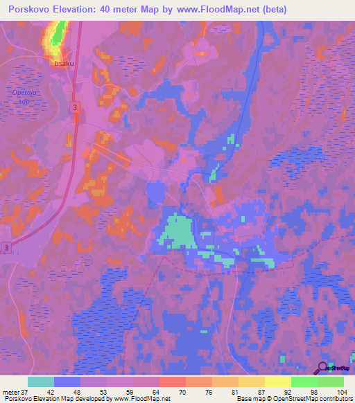 Porskovo,Estonia Elevation Map