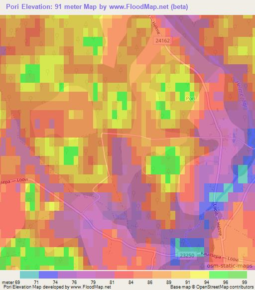 Pori,Estonia Elevation Map