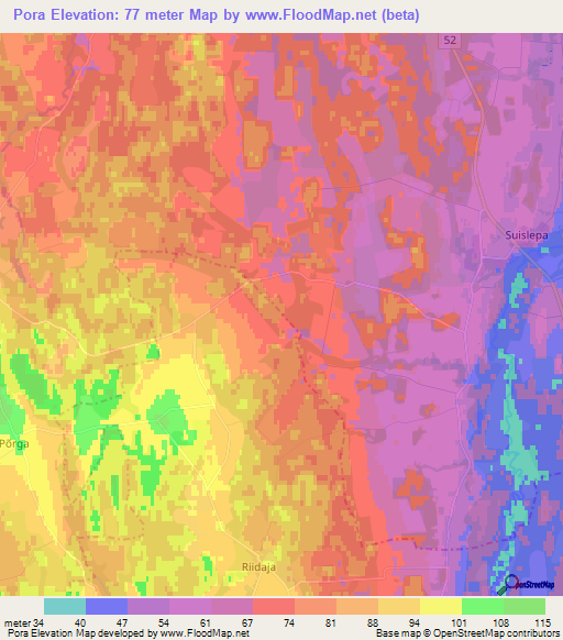 Pora,Estonia Elevation Map