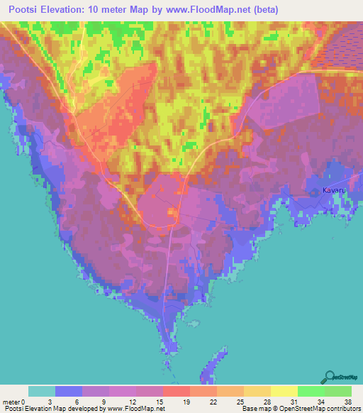 Pootsi,Estonia Elevation Map