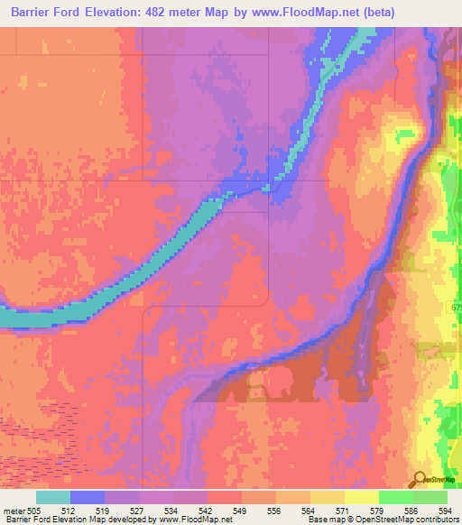 Barrier Ford,Canada Elevation Map