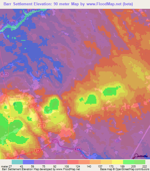 Barr Settlement,Canada Elevation Map