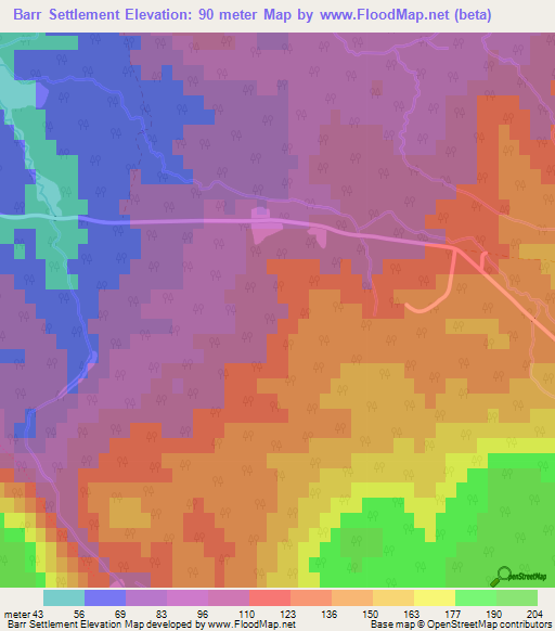 Barr Settlement,Canada Elevation Map