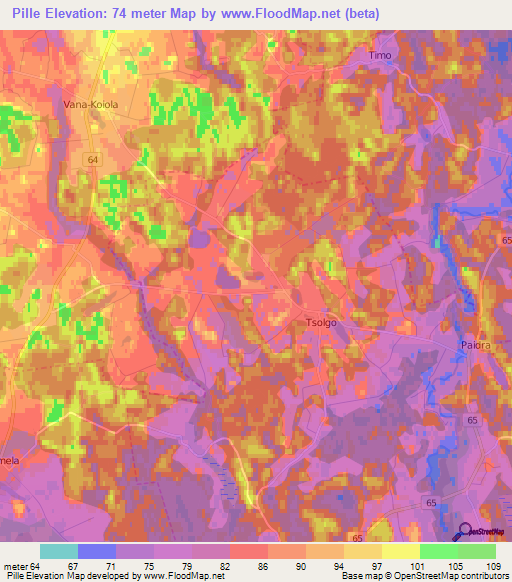 Pille,Estonia Elevation Map