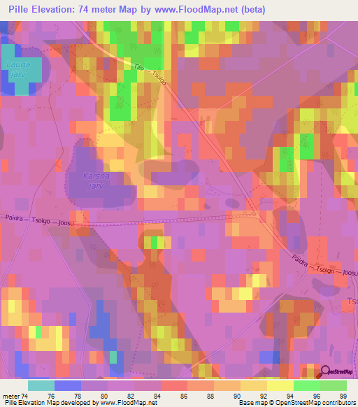 Pille,Estonia Elevation Map