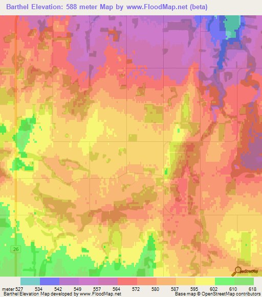 Barthel,Canada Elevation Map