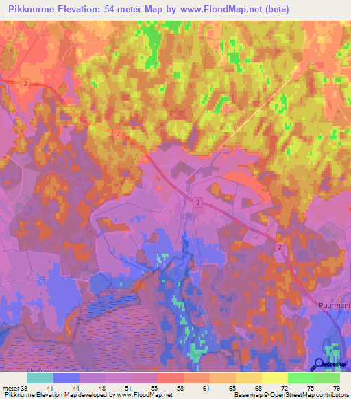 Pikknurme,Estonia Elevation Map