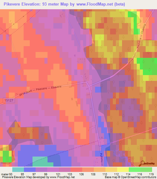 Pikevere,Estonia Elevation Map