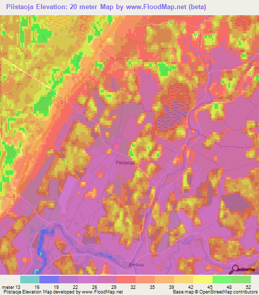 Piistaoja,Estonia Elevation Map