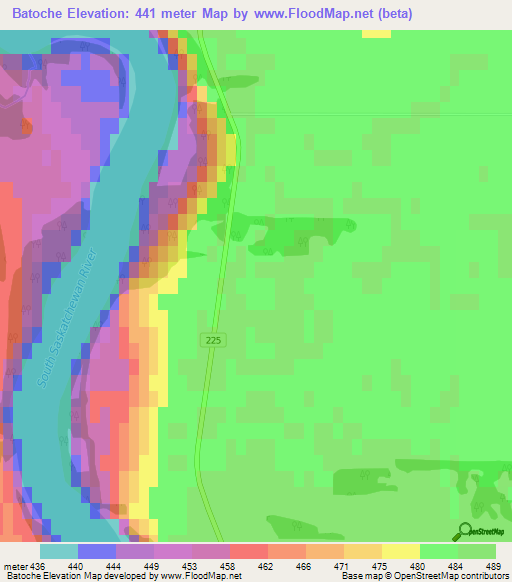 Batoche,Canada Elevation Map
