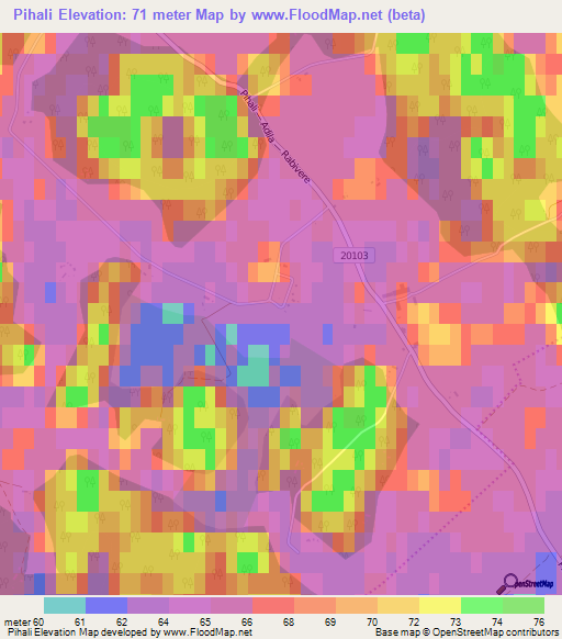 Pihali,Estonia Elevation Map
