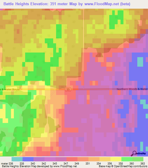 Battle Heights,Canada Elevation Map