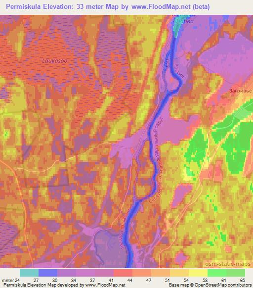Permiskula,Estonia Elevation Map