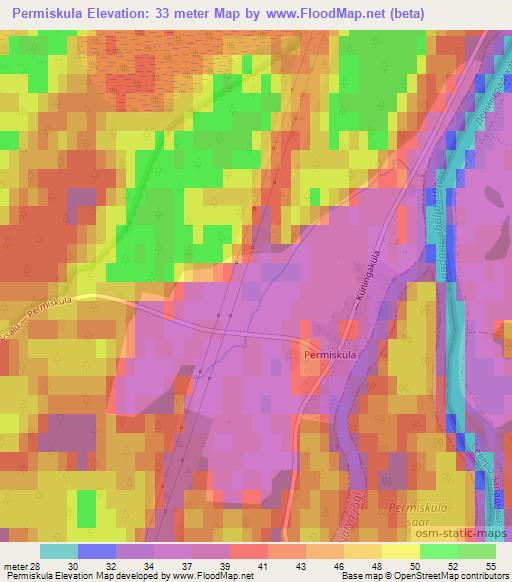 Permiskula,Estonia Elevation Map
