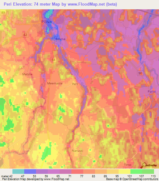 Peri,Estonia Elevation Map