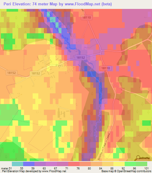 Peri,Estonia Elevation Map