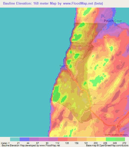Bauline,Canada Elevation Map
