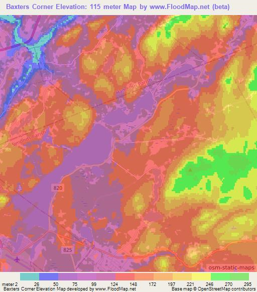 Baxters Corner,Canada Elevation Map
