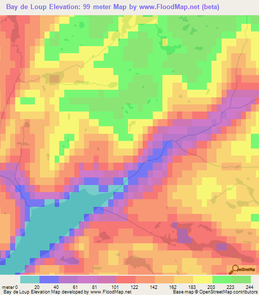 Bay de Loup,Canada Elevation Map