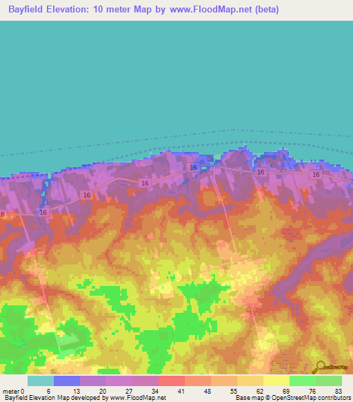 Bayfield,Canada Elevation Map