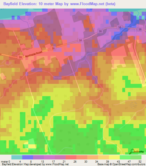 Bayfield,Canada Elevation Map