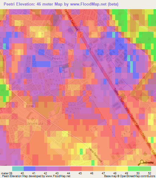 Peetri,Estonia Elevation Map