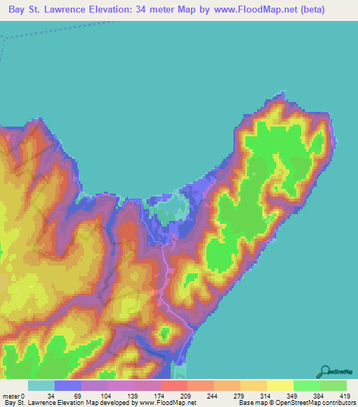 Bay St. Lawrence,Canada Elevation Map