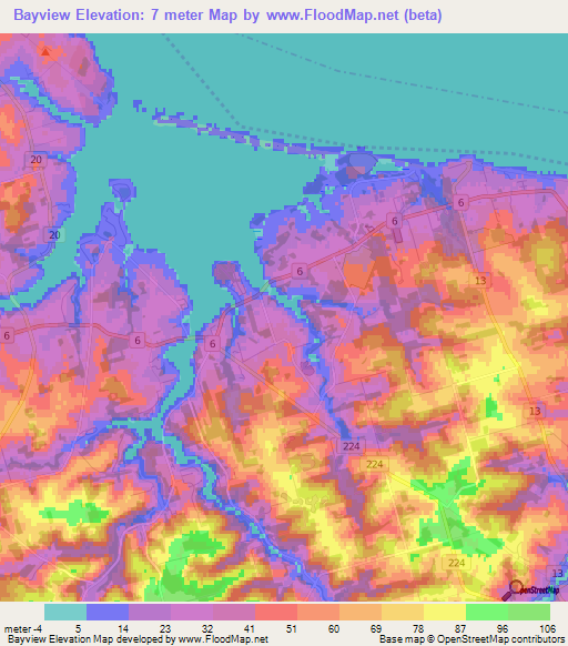 Bayview,Canada Elevation Map