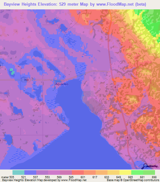 Bayview Heights,Canada Elevation Map