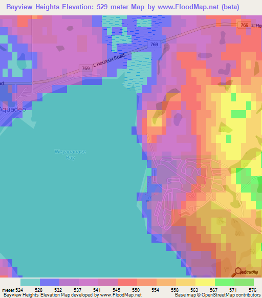 Bayview Heights,Canada Elevation Map