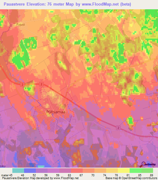 Pauastvere,Estonia Elevation Map