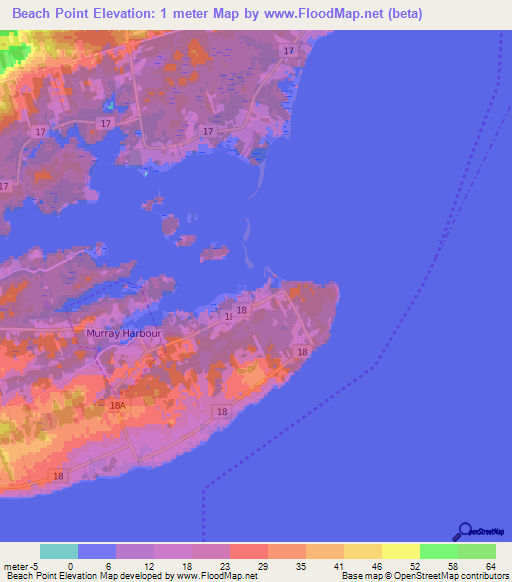 Beach Point,Canada Elevation Map
