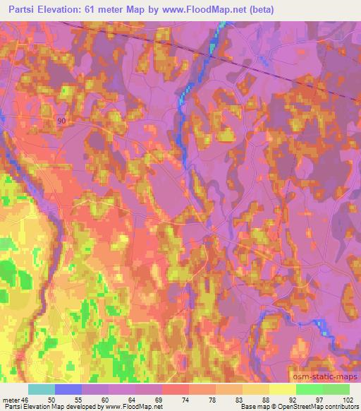 Partsi,Estonia Elevation Map
