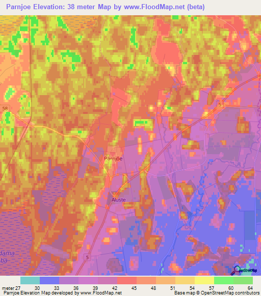 Parnjoe,Estonia Elevation Map