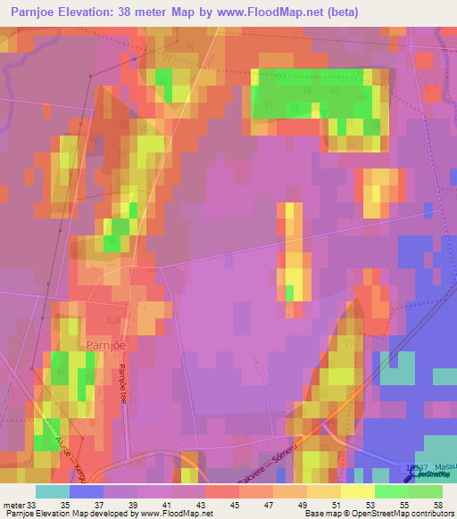 Parnjoe,Estonia Elevation Map