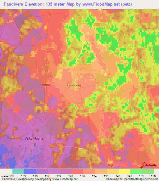 Pandivere,Estonia Elevation Map