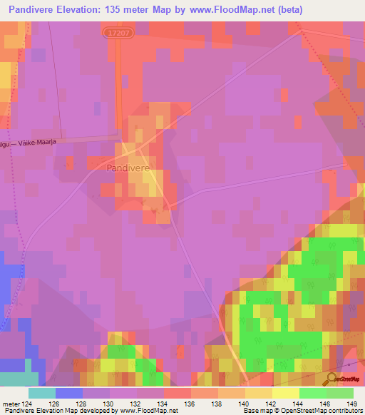 Pandivere,Estonia Elevation Map
