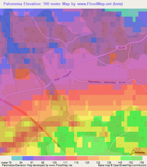 Palometsa,Estonia Elevation Map