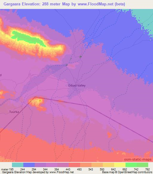 Gargaara,Somalia Elevation Map