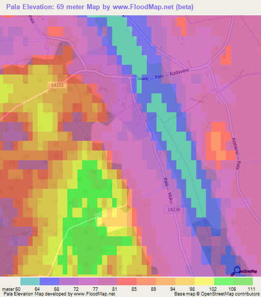 Pala,Estonia Elevation Map