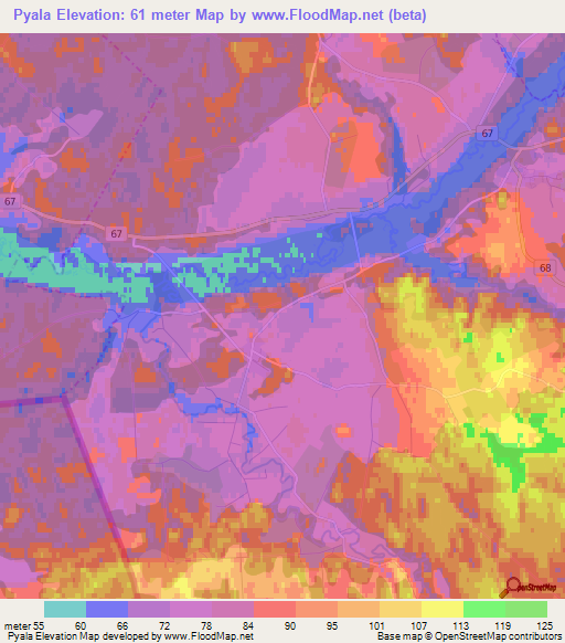 Pyala,Estonia Elevation Map