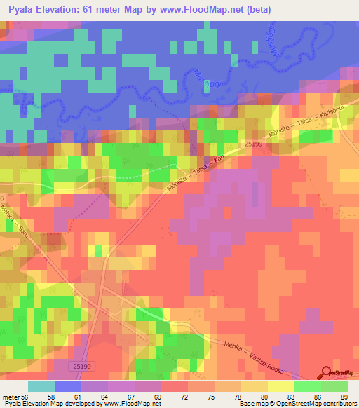 Pyala,Estonia Elevation Map