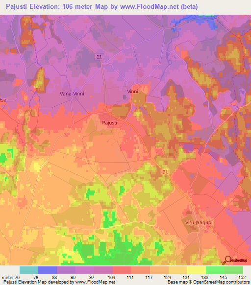 Pajusti,Estonia Elevation Map