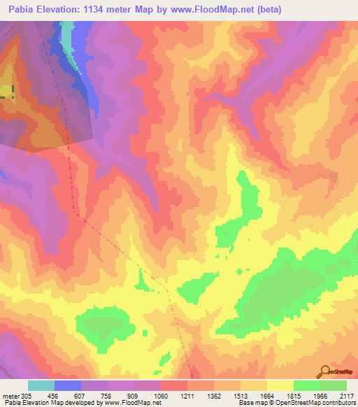 Pabia,Iran Elevation Map