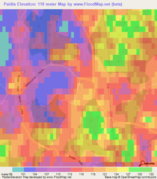 Paidla,Estonia Elevation Map