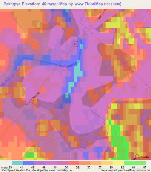 Pakhtpya,Estonia Elevation Map
