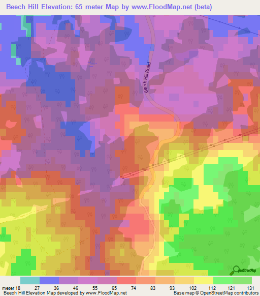 Beech Hill,Canada Elevation Map